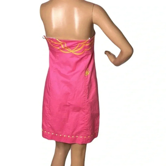 Lilly Pulitzer strapless dress women .size 0 zero , pink,cotton,embroidered. - Picture 7 of 15